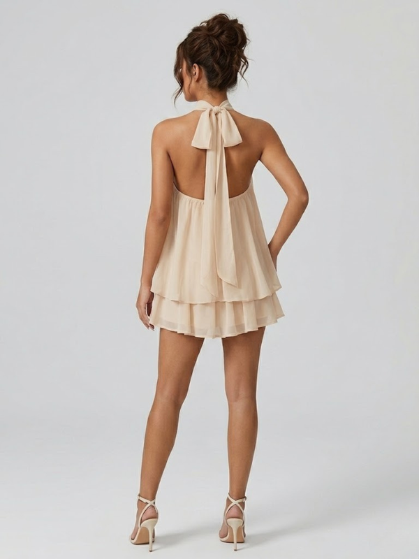 Vestido mini sin espalda para mujer con escote halter