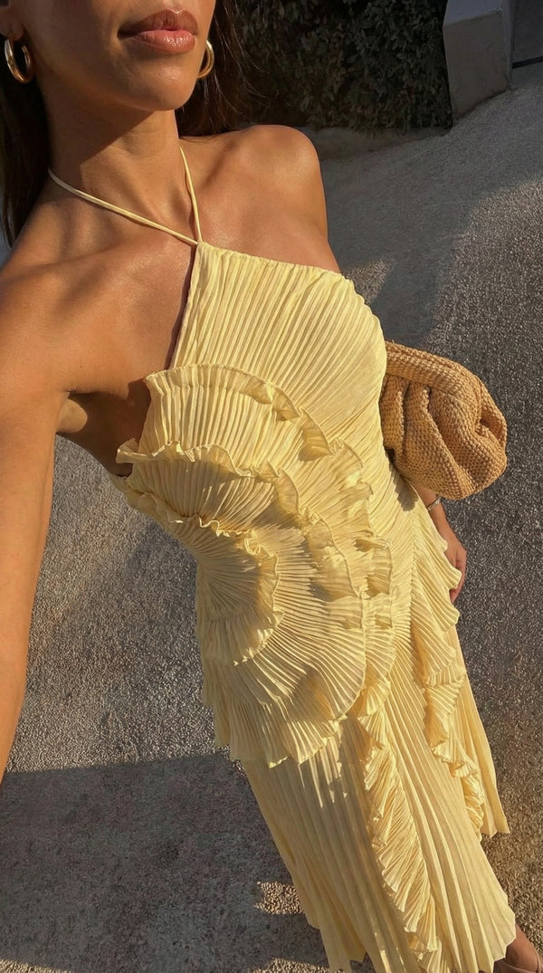 Women's Halter Neck Asymmetric Maxi Dress