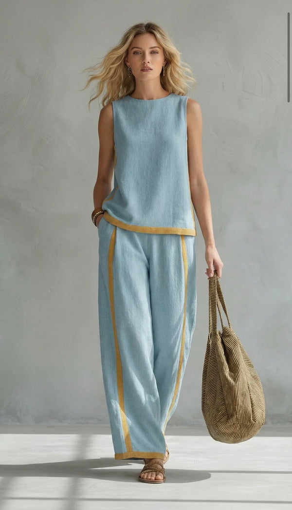 Women's Two Piece Wide Leg Pants Set with Sleeveless Top