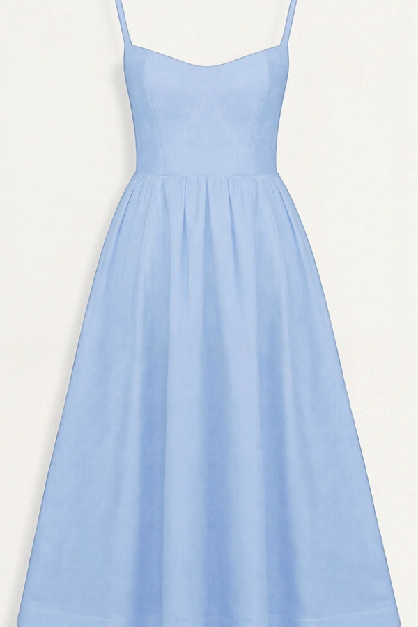 Women’s Square Neck Midi Sundress with Flowy A-Line Silhouette