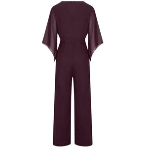 Women's Wide-Leg Jumpsuit with Lace-Up Waist
