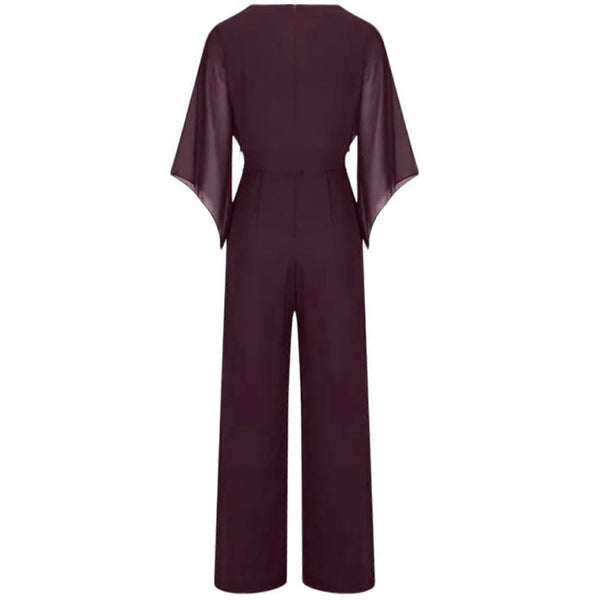 Women's Wide-Leg Jumpsuit with Lace-Up Waist