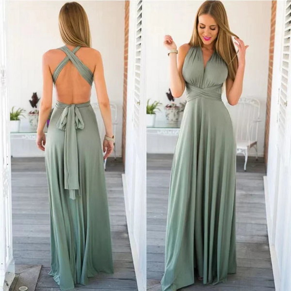 Women's Crossback Evening Gown Maxi Dress