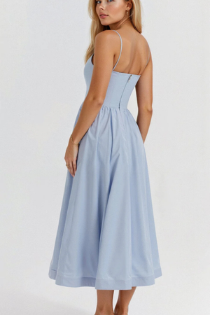 Women’s Square Neck Midi Sundress with Flowy A-Line Silhouette