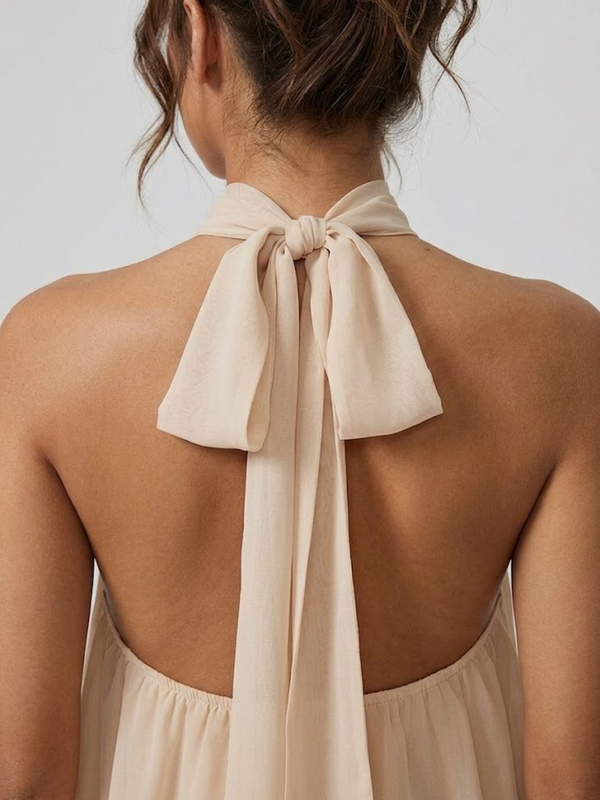 Vestido mini sin espalda para mujer con escote halter