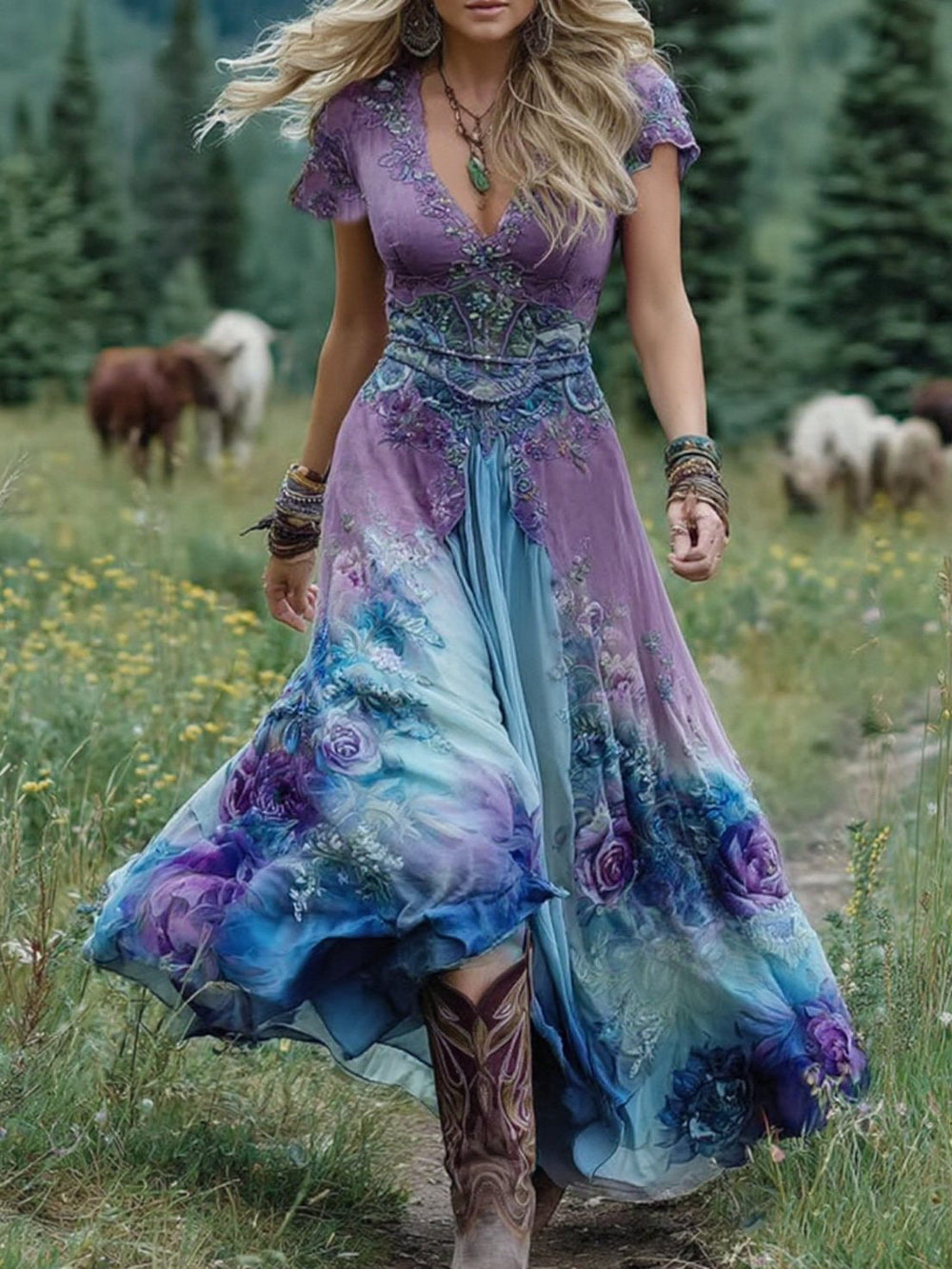 Women’s Bohemian Floral Maxi Dress