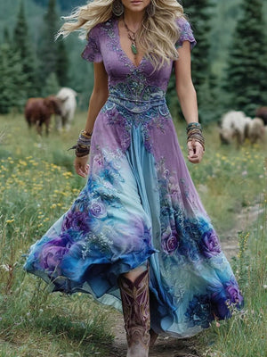 Vestido maxi bohemio floral para mujer
