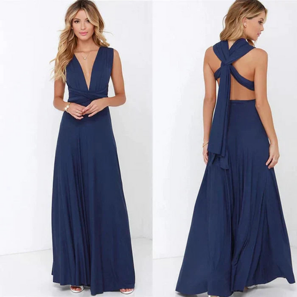 Women's Crossback Evening Gown Maxi Dress