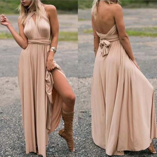 Women's Crossback Evening Gown Maxi Dress