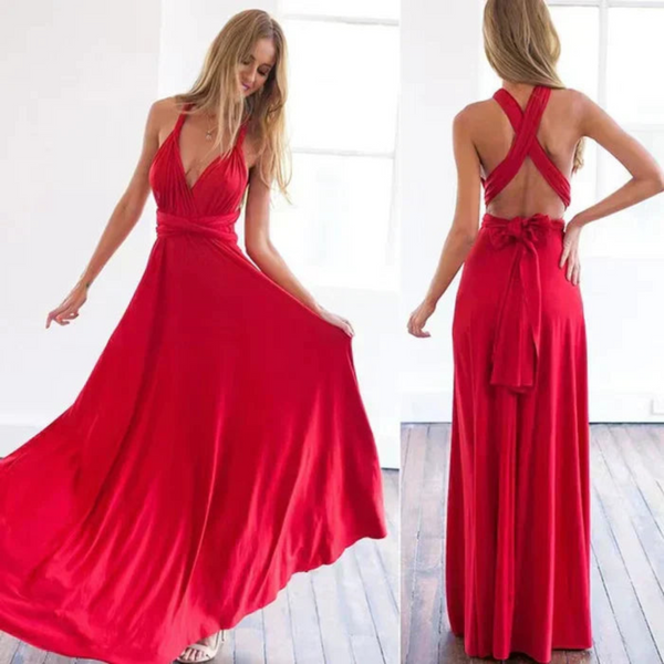 Women's Crossback Evening Gown Maxi Dress