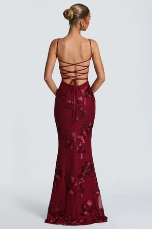 Women's Floral Embroidered Strapless Corset Maxi Dress