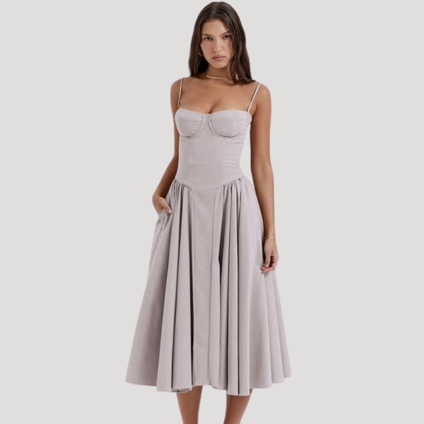 Women's Sweetheart Neckline Corset Midi Dress
