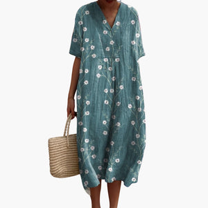 Women's Floral V-Neck Summer Midi Dress