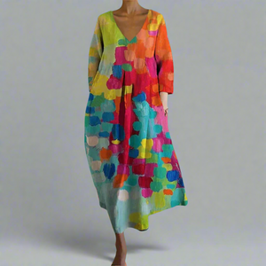 Women's Colorful Abstract Print Maxi Dress