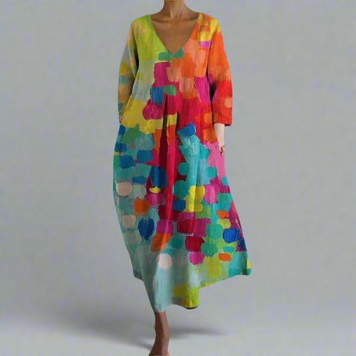 Women's Colorful Abstract Print Maxi Dress