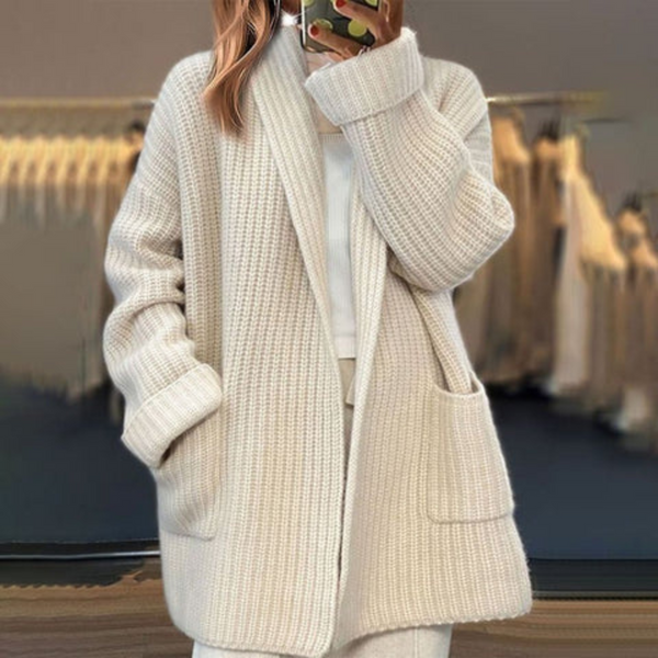 Women's Oversized Ribbed Open Front Knit Cardigan