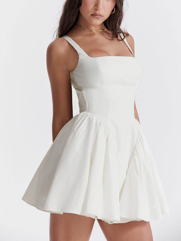 Women’s Backless Bow Mini Dress with Flared Skirt