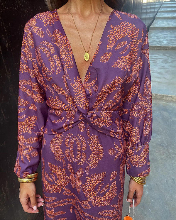 Arielle - Vestido cruzado boho de lujo mezcla casual chic