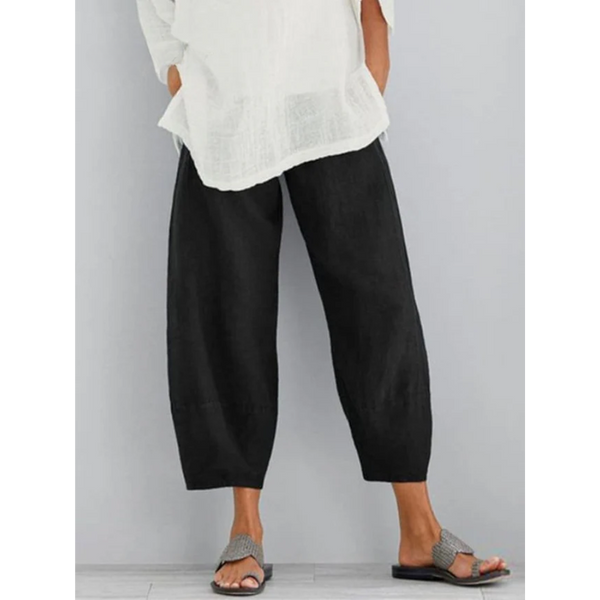 Women's Relaxed Barrel-Leg Cropped Pants with Tapered Silhouette