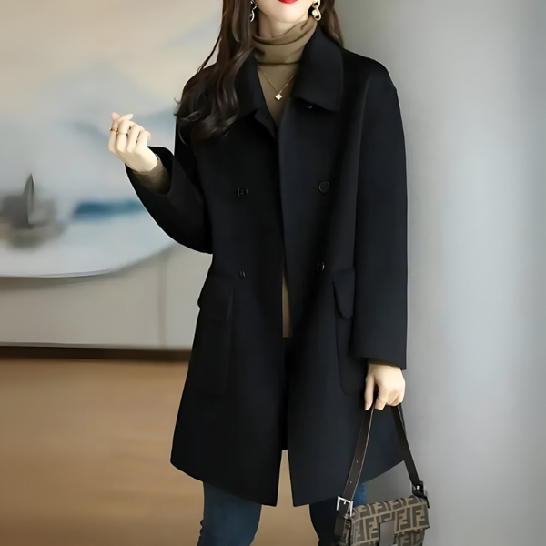Women's Double-Breasted Mid-Length Coat