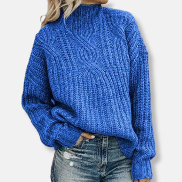Cozy Cable Knit High Neck Sweater for Women