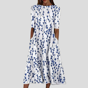 Women's Coastal Floral A-Line Midi Dress