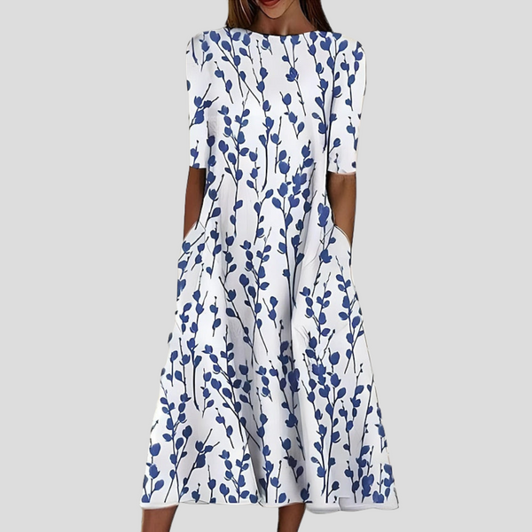 Women's Coastal Floral A-Line Midi Dress