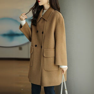 Women's Double-Breasted Mid-Length Coat