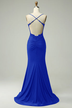 Women’s Lace Bodice Mermaid Evening Maxi Dress