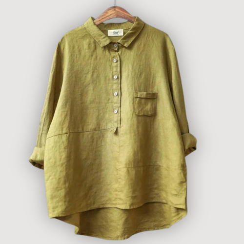 Women’s Relaxed Fit Linen Button-Up Blouse