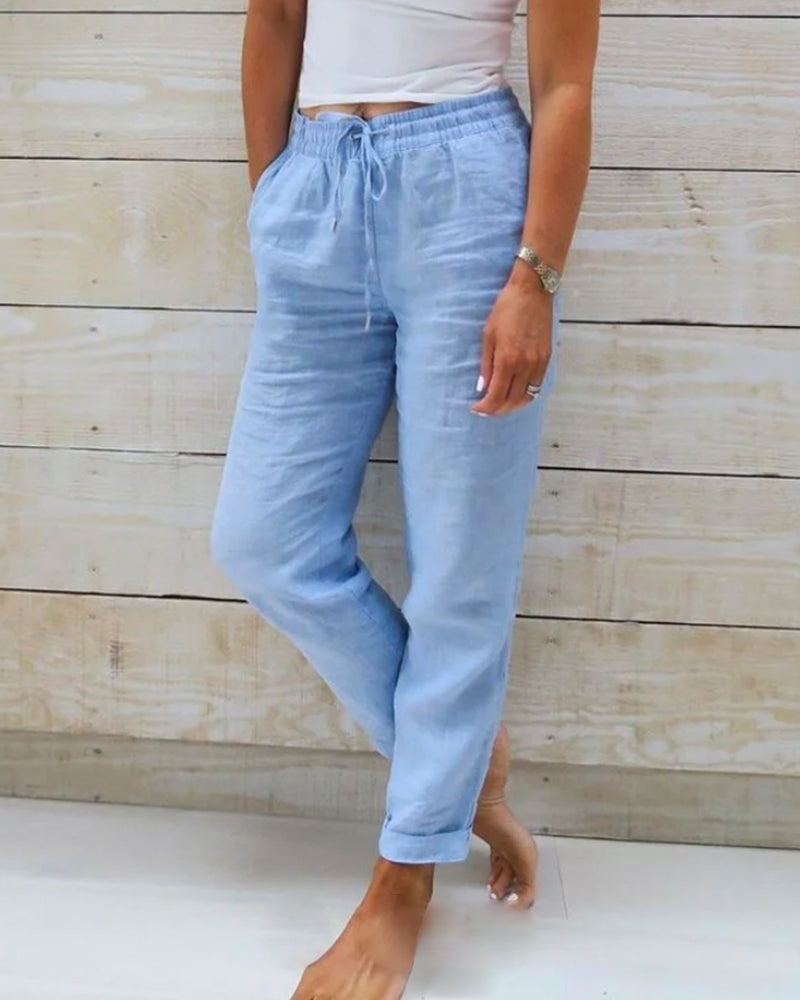 Women’s Relaxed Drawstring Pants with Tapered Fit Everyday Casual Style