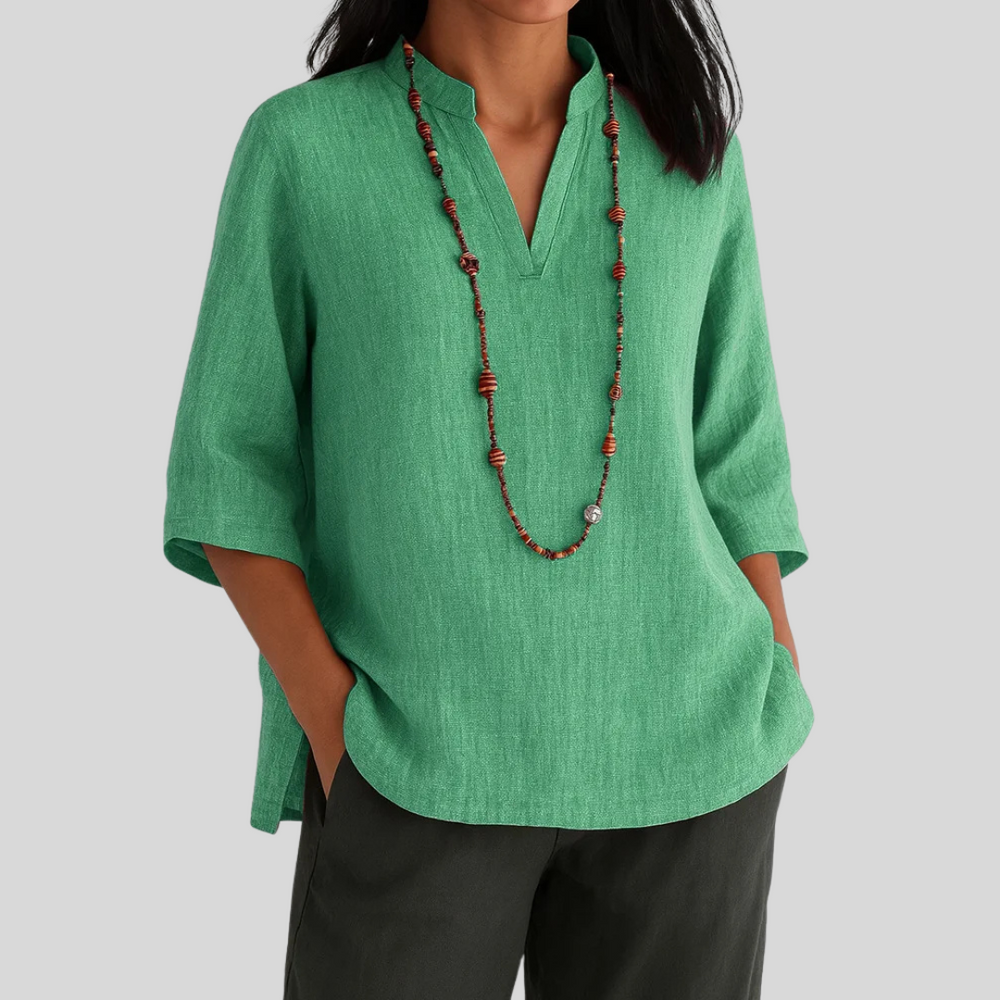 Women's Casual Relaxed Fit V-Neck Blouse