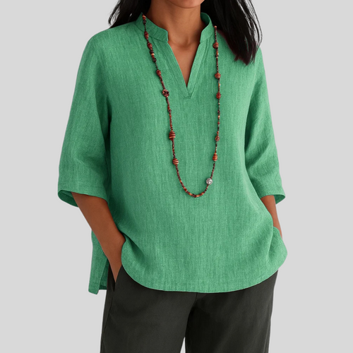 Women's Casual Relaxed Fit V-Neck Blouse