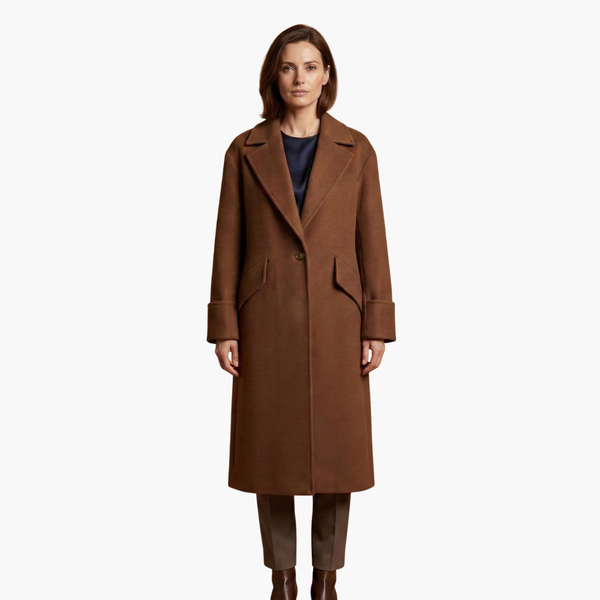 Women's Long Coat with Notch Collar