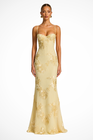 Women’s Floral Mermaid Strapless Lace-Up Back Formal Maxi Dress