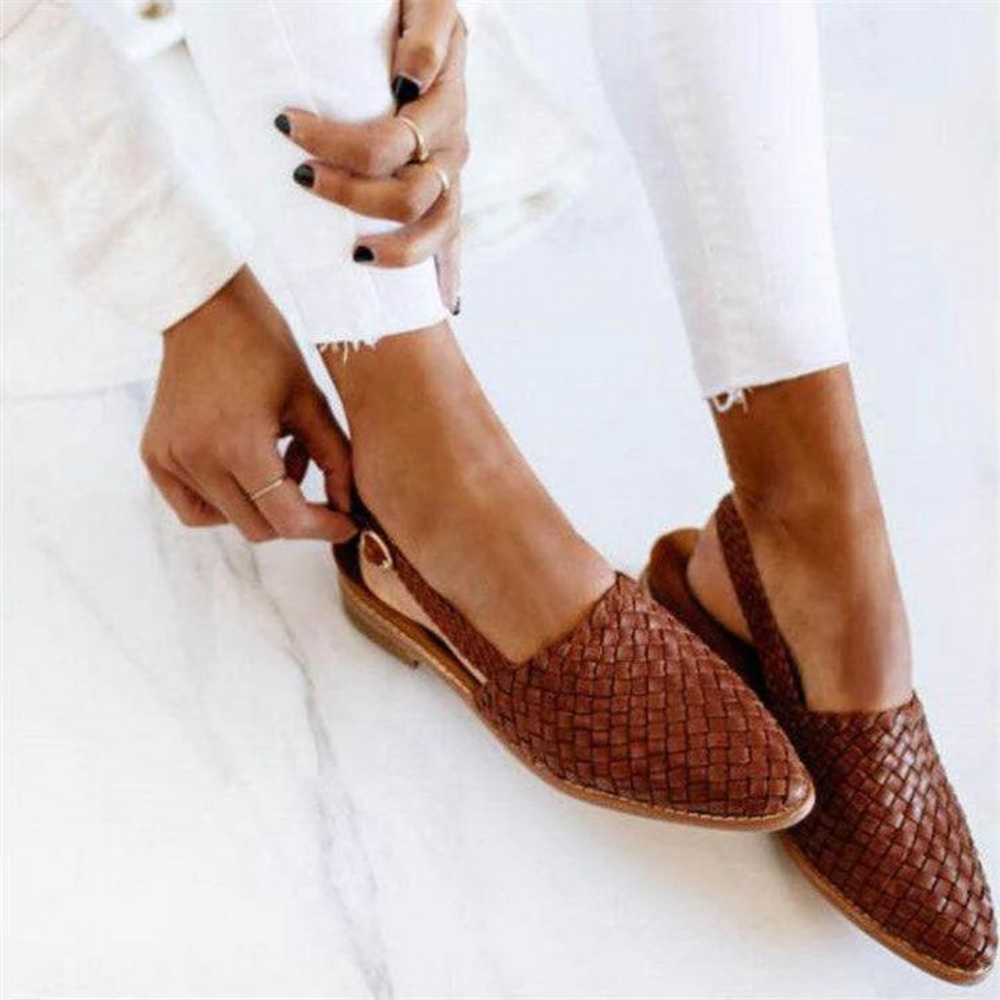 Women’s Woven Slip-On Slingback Pointed Toe Flats