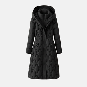 Elegant Quilted Hooded Long Coat