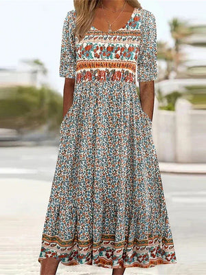 Women's Bohemian Mosaic Midi Dress