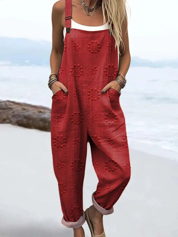 Women's Relaxed Sleeveless Jumpsuit with Pockets