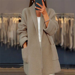 Women's Oversized Ribbed Open Front Knit Cardigan