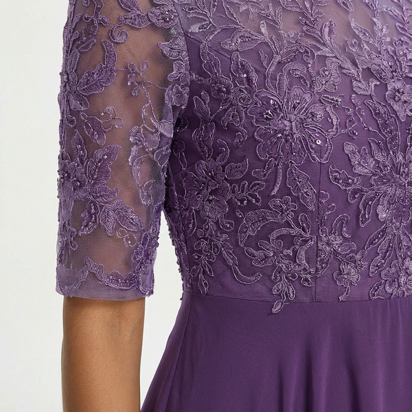 Women's Lace Midi Dress with Half-Sleeves