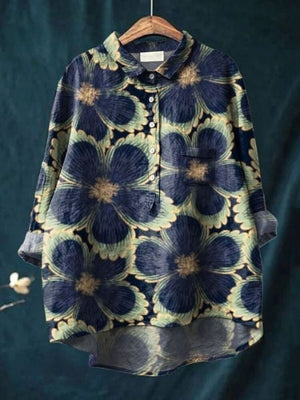Women’s Floral Button Up Loose Long Sleeve Blouse