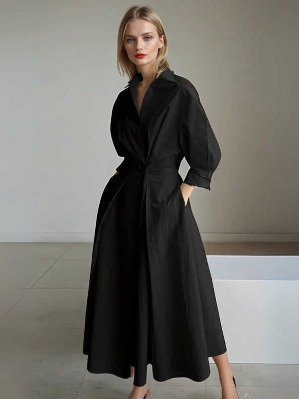 Vestido camisa plisado con estilo