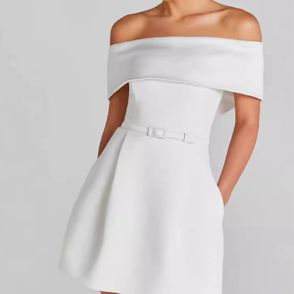 Off Shoulder Fit and Flare Mini Dress for Women