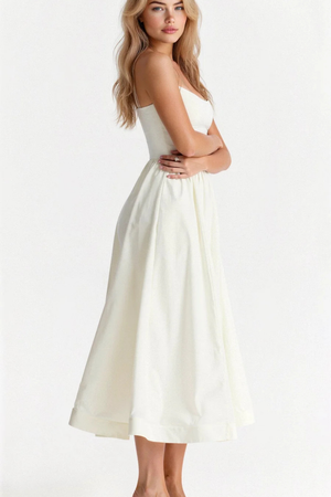 Women’s Square Neck Midi Sundress with Flowy A-Line Silhouette
