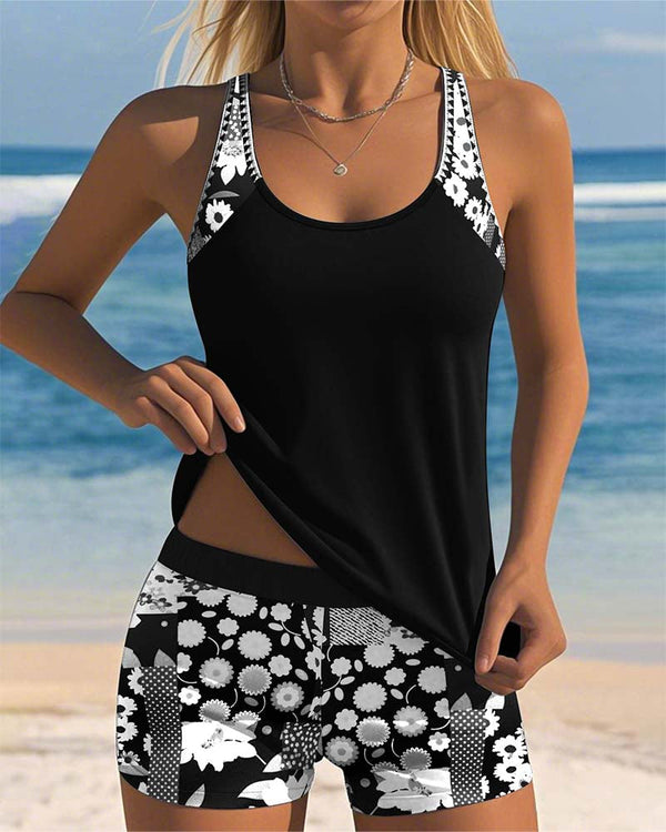 Women's Floral Print Tankini Swim Set
