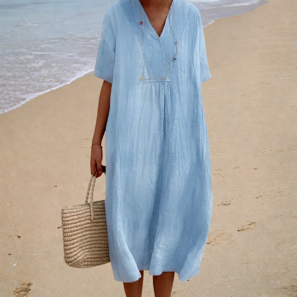 Women’s Short-Sleeve Relaxed Fit Beach Midi Dress