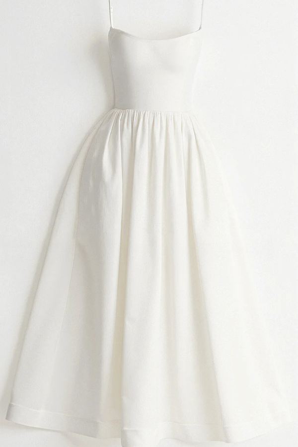 Women’s Square Neck Midi Sundress with Flowy A-Line Silhouette