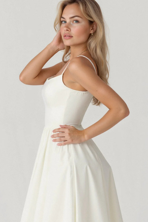 Women’s Square Neck Midi Sundress with Flowy A-Line Silhouette