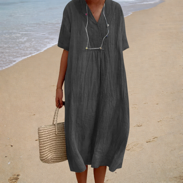 Women’s Short-Sleeve Relaxed Fit Beach Midi Dress